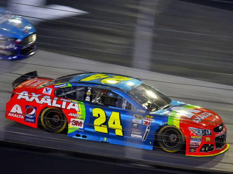 Jeff Gordon, #24, 2014 Chevrolet SS, NASCAR Sprint Cup Series, Irwin Tools Night Race, Bristol Motor Speedway, August 22, 2015.