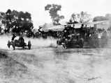 Panhard et Levassor passing a competition Mercer at the speedway in Mexico City, circa 1920.
