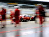 The Ferrari is captured leaving the pits on its way to a class win at the 2017 6 Hours of Nürburgring.