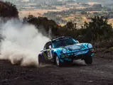 The Tuthill-prepared Porsche 911 SC 'Safari' on the 2022 East African Safari Classic, driven by Ken Block.