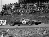 Rich Ginther crosses the line at the 1967 Race of Champions at Brands Hatch.