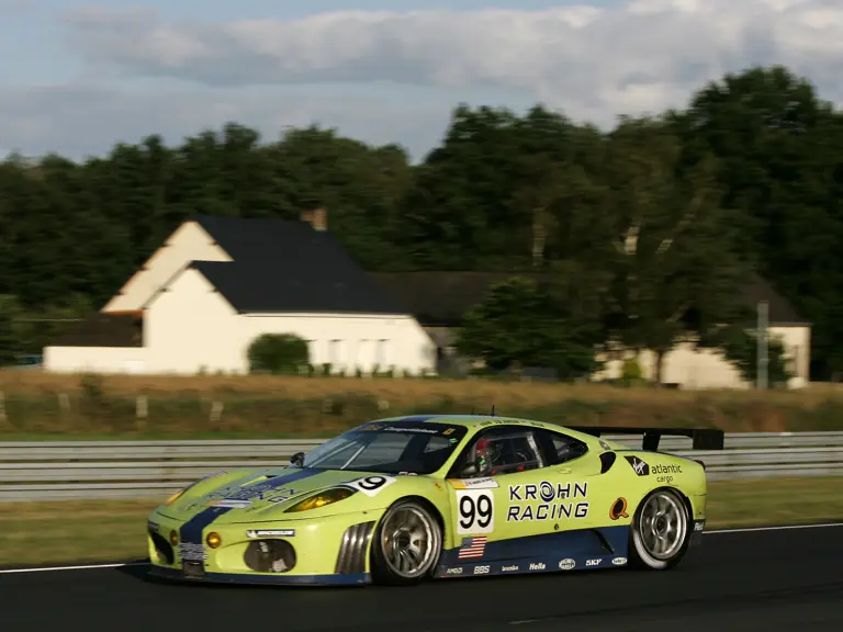 Sporting race number “99”, chassis 2438 flies past the camera at the 2007 24 Hours of Le Mans.