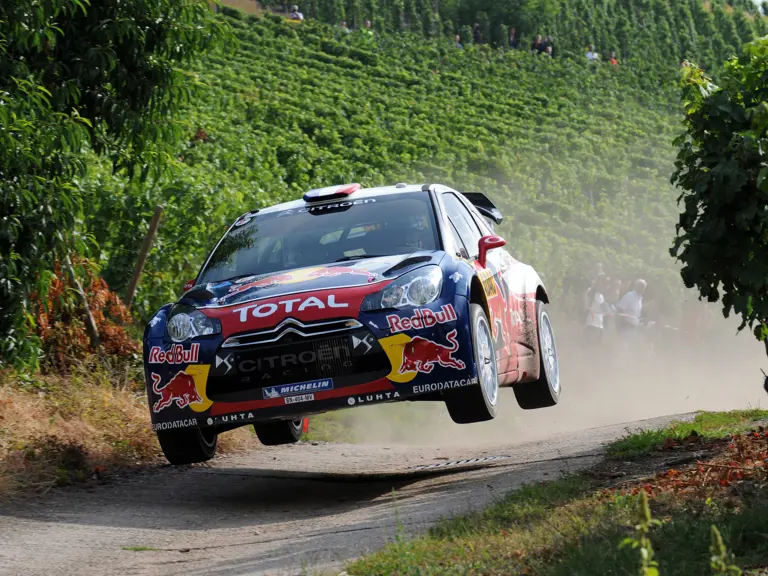Sébastien Loeb pushes the Citroën to its limits on the way to victory at the 2012 Rallye Deutschland.