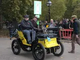 The De Dion-Bouton is pictured participating in the London to Brighton Veteran Car Run.