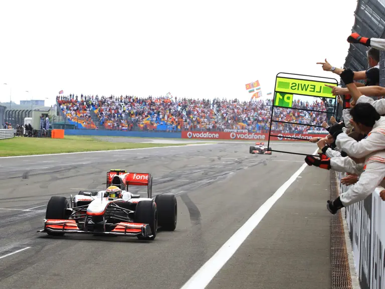 Race winner Lewis Hamilton (GBR) McLaren MP4/25 crosses the finish line. 
Formula One World Championship, Rd 7, Turkish Grand Prix, Race, Istanbul Park, Turkey, Sunday 30 May 2010.
