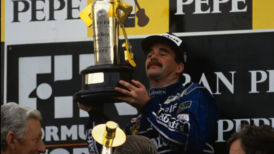 Spanish Grand Prix, Circiut de Cataluya Barcelona, Spain. 1991 
Podium Nigel Mansell Williams FW 14 wins the race, Alain Prost Ferrari 642  is 2nd and Riccardo Patrese Williams FW14 is 3rd
© Formula One Pictures / Picture by John Townsend.  jt@f1pictures.com www.f1pictures.com. Tel +36 70 776 9682 Vat No UK 221 9053 92.
 
