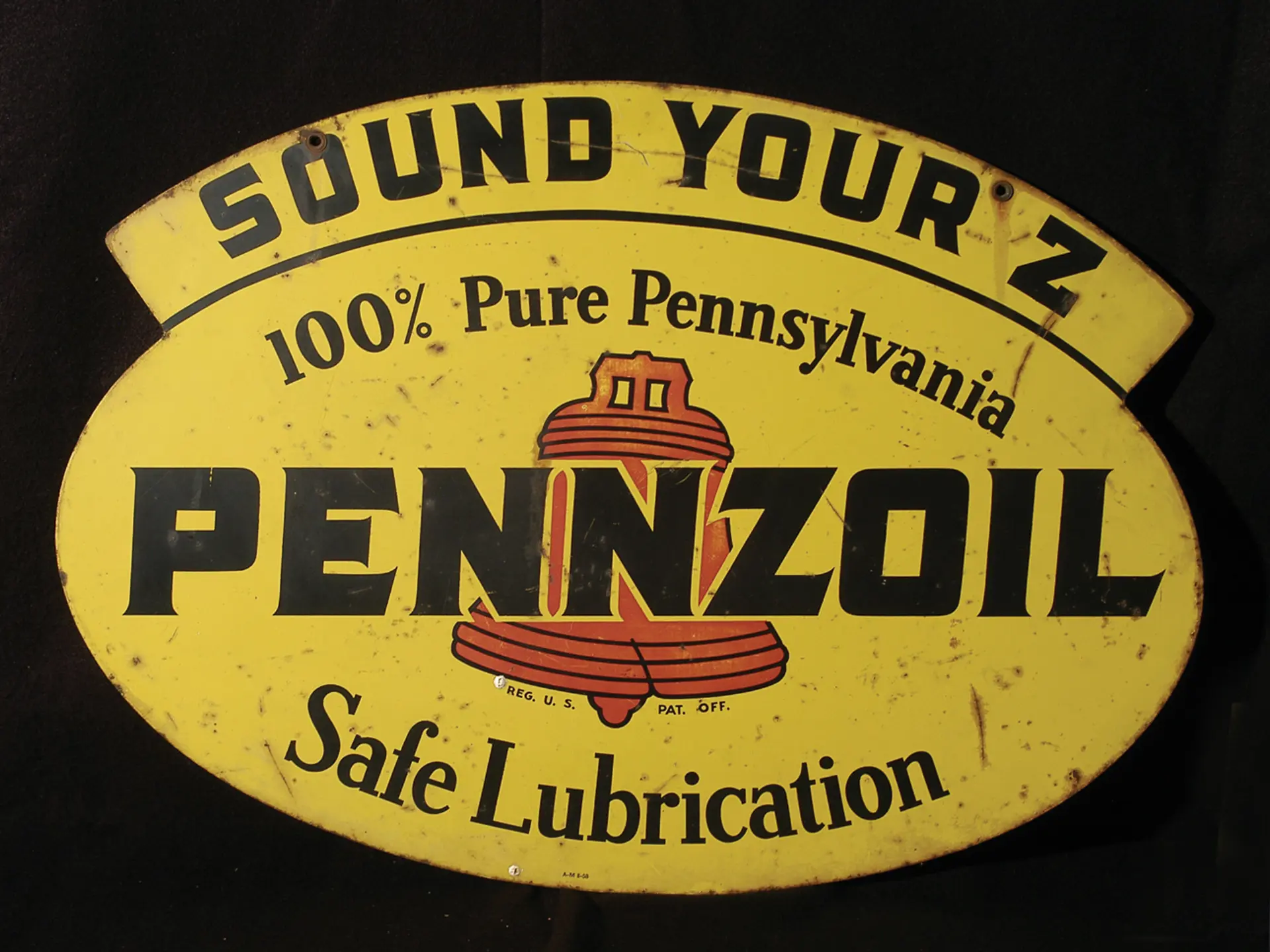 Pennzoil “Sound your Z” 1958 double-sided metal sign in original ...