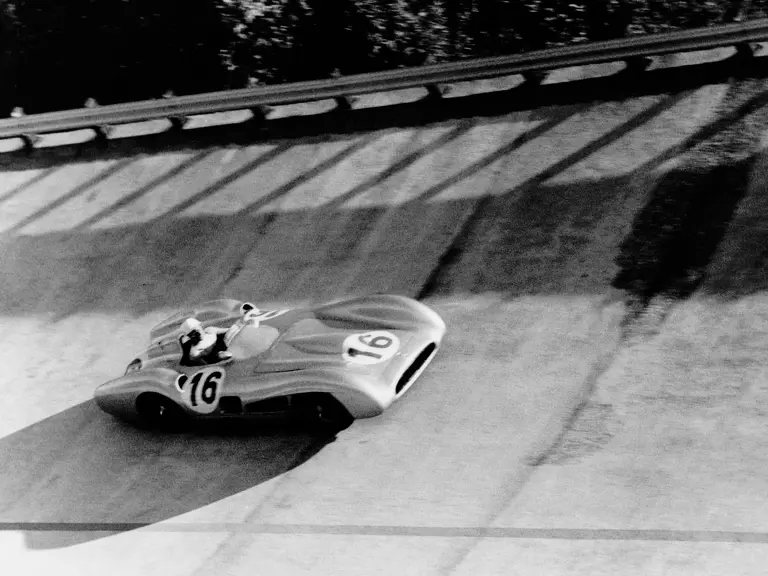 Mercedes-Benz W 196 R chassis number 00009/54 during training at the 1955 Italian Grand Prix at Monza. Courtesy of Mercedes-Benz AG.