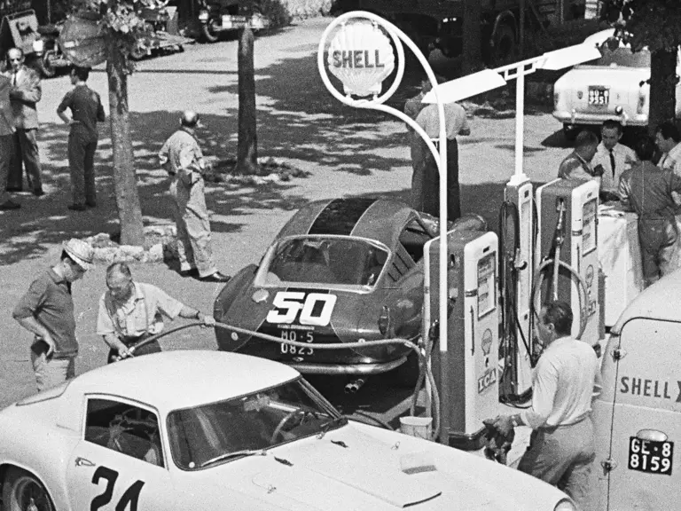 Wolfgang Seidel behind the wheel of 0879 GT at the 1959 Gran Premio della Lotteria di Monza.