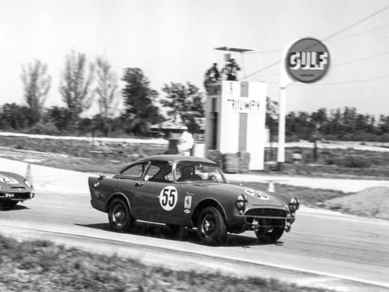 The Sunbeam Harrington Alpine NART as seen at the 1963 12 Hours of Sebring.