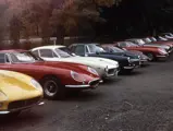 The 250 GT/L (third from left) is pictured with other Ferraris at a Tosi meeting in Michigan in 1991. 