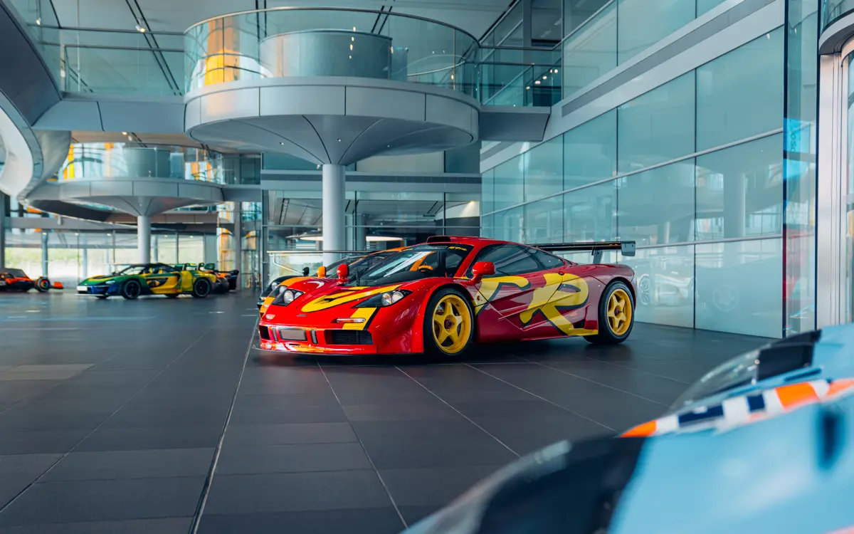 The Pop Art F1 GTR is displayed alongside other exotic supercars.