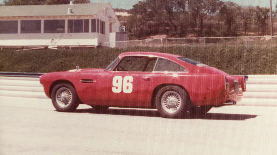 The DB4, captured here in 1976 at Laguna Seca Circuit in California.