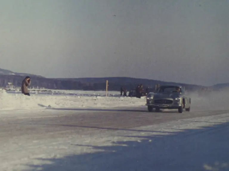 Olle Perssons and chassis no. 4500034 setting a Swedish ice record on Lake Varpen in 1955.
