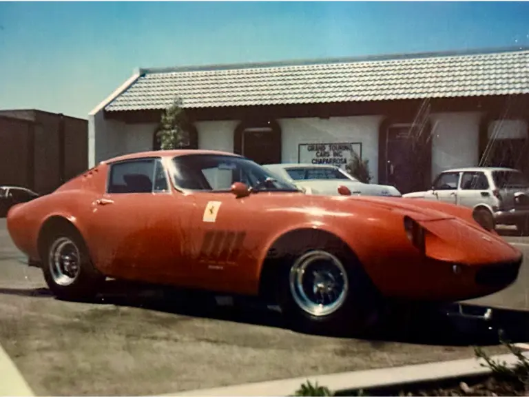 The Ferrari is captured outside the Grand Touring Cars Inc dealership of Harley Cluxton III in Phoenix, Arizona in the early-to-mid 1970s.