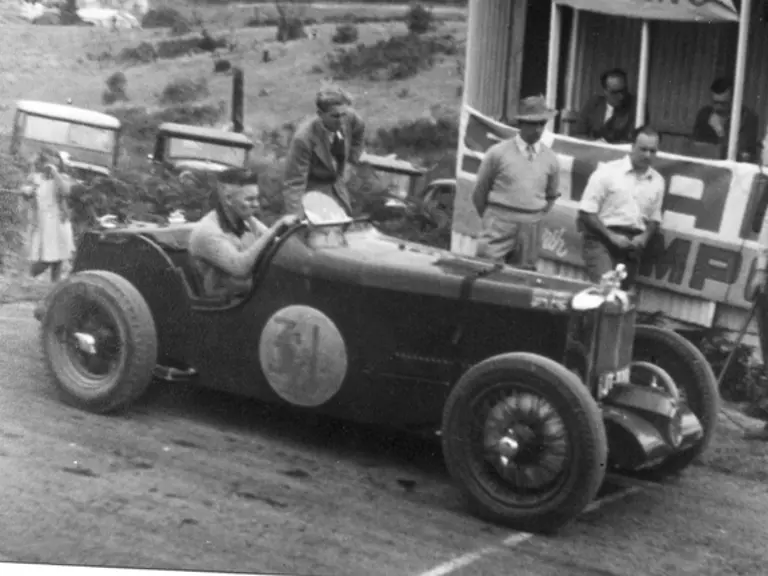Otto Stone prepares to take on the Rob Roy hill climb in Australia in March 1948.