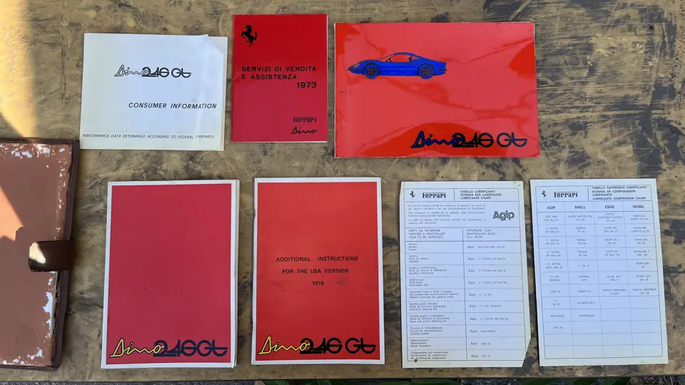 Ferrari Dino 246 GT Manuals and Leather Pouch | The Junkyard: The